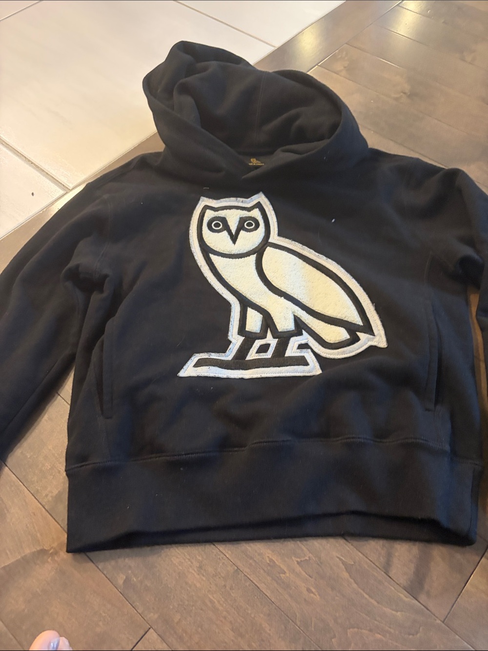 OVO Black Hoodie with Cream Owl Patch
